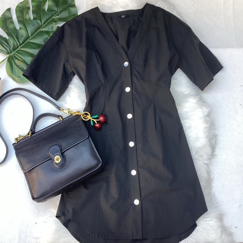 Rails Black Mini Dress with White Buttons